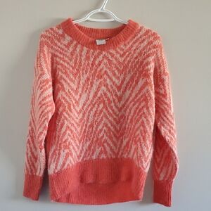 IChi Women's Chevron Patterned Choral Salmon Alpaca Blend Sweater Size S